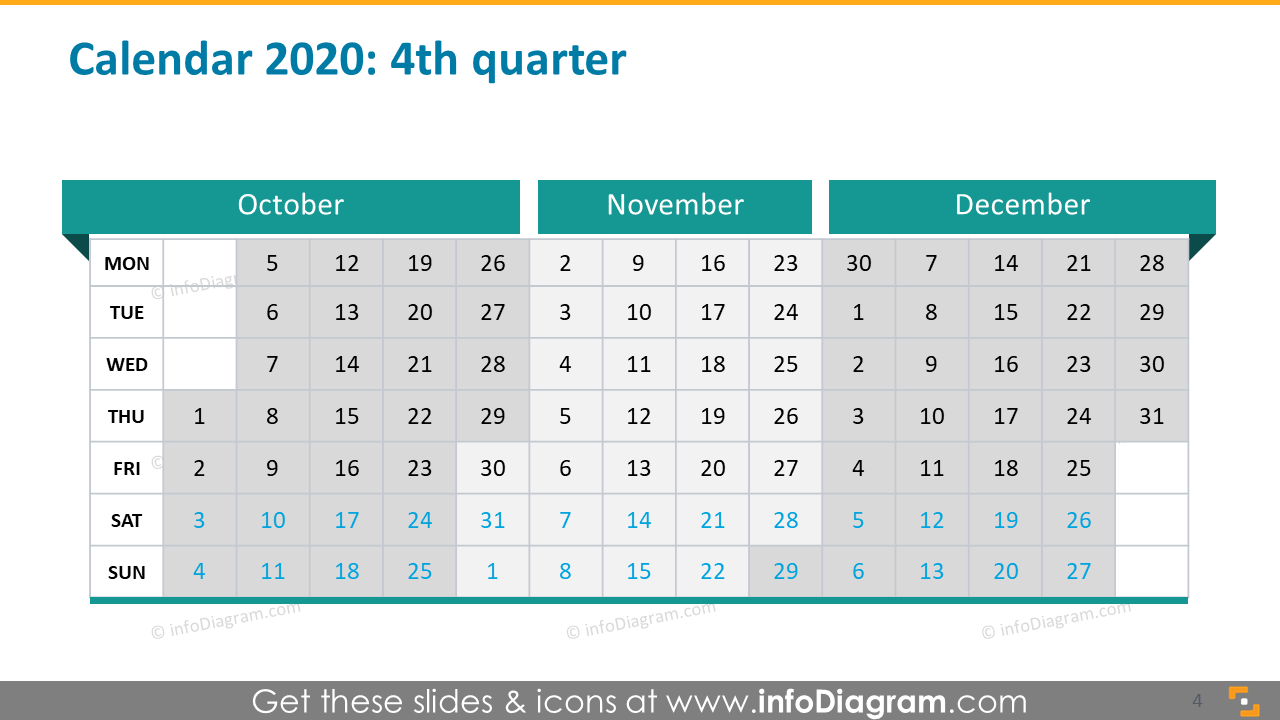 Quarterly calendar 2020 example