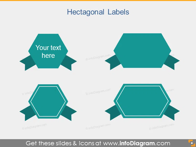 Flat Label Hectagonal PowerPoint Slide Title Field