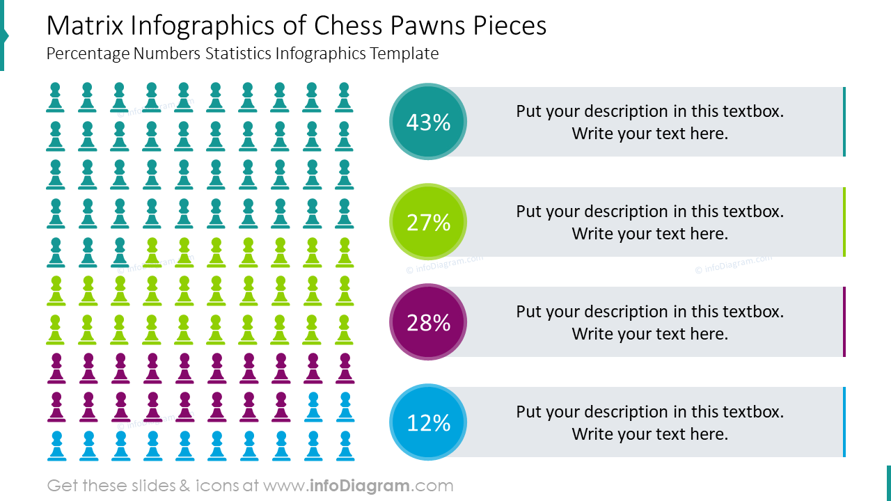 Matrix infographics of chess pawns pieces