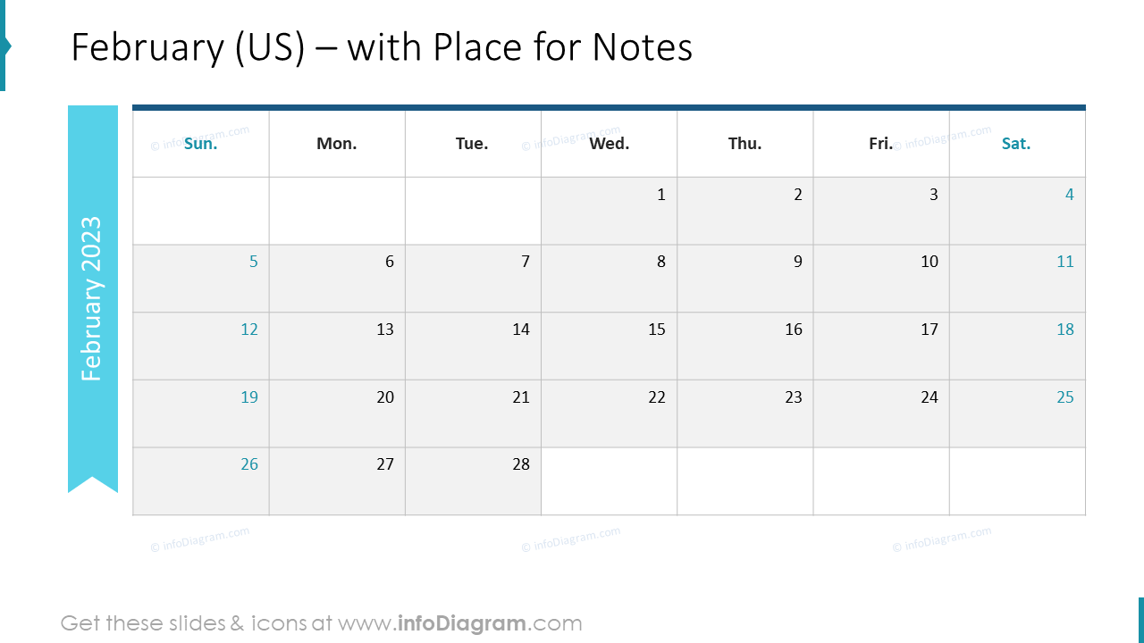 February Calendars 2022 US with notes plan