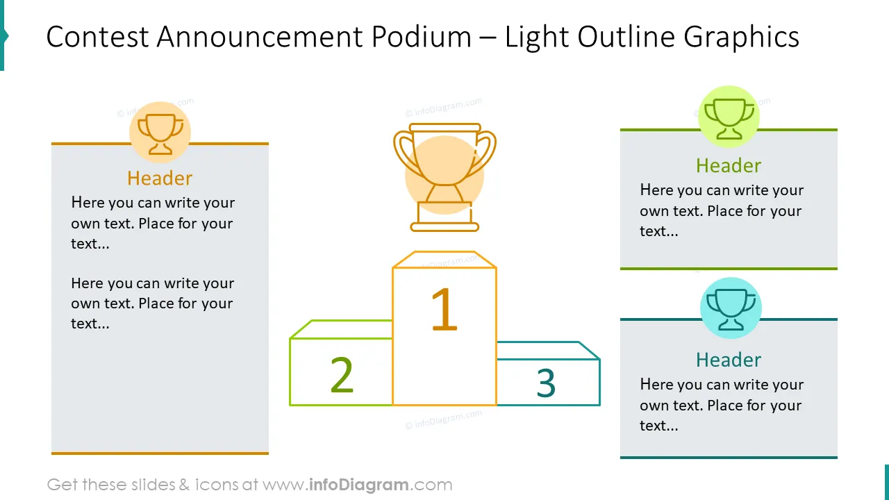 Contest announcement podium with light outline infographics 