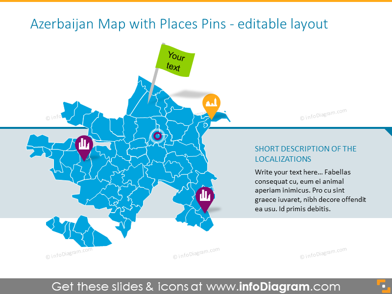 Azerbaijan Map with Places Pins