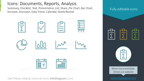 Documents, Reports and Analysis pictograms