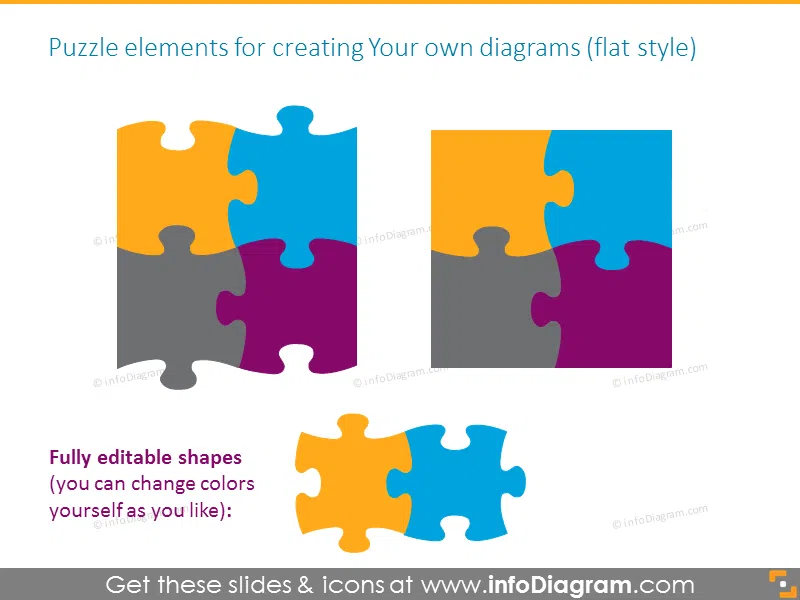 puzzle diagrams parts gradient powerpoint clipart 12 pieces
