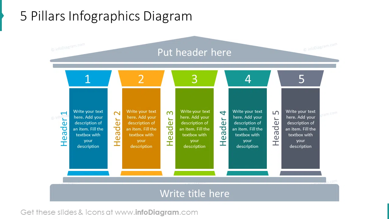 5 pillars infographics diagram