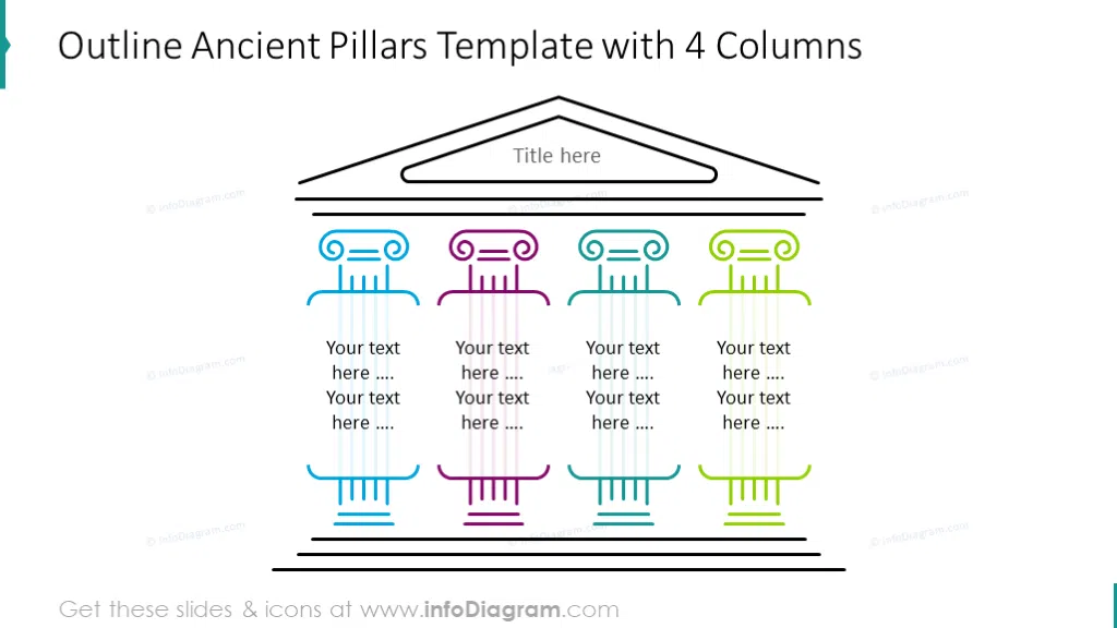 Ancient pillars template with 4 columns 