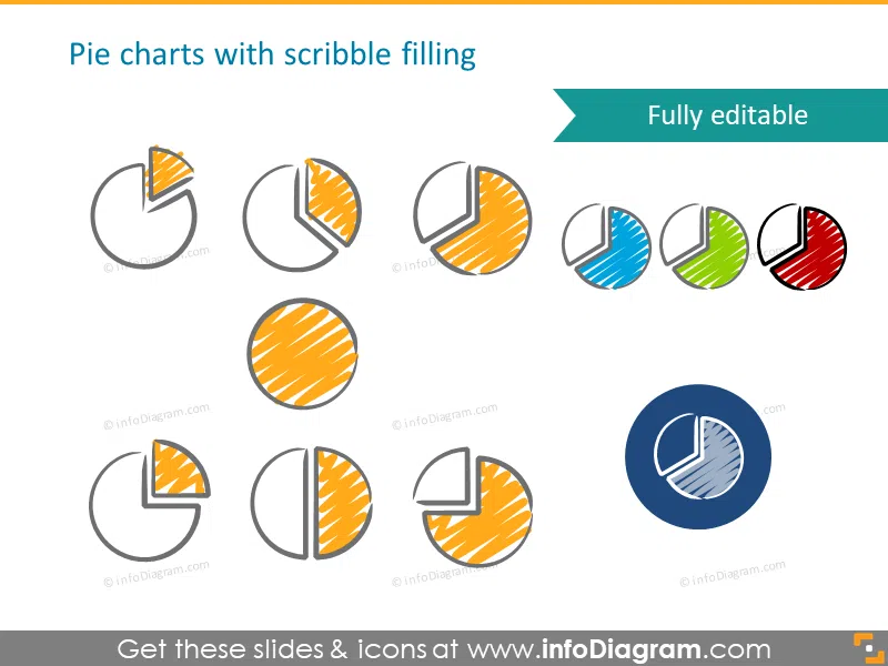 scribble pie chart symbols handwritten pictograms icons ppt clipart