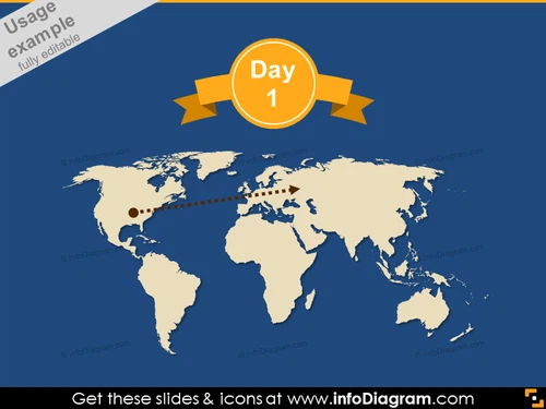 World Map Day Flat Ribbon Banner PowerPoint dark