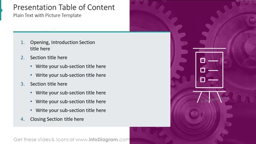Presentation table of contentplain text with picture template