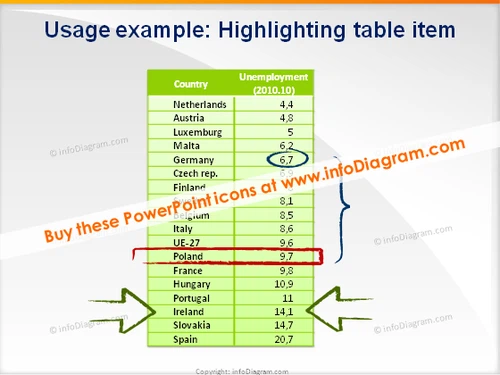 highlighting table icons ppt clipart charcoal