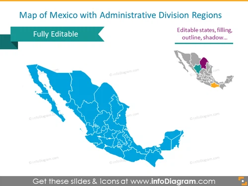 Detailed Map of Mexico with Administrative Regions
