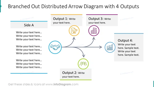 Branched out distributed arrow design with 4 outputs