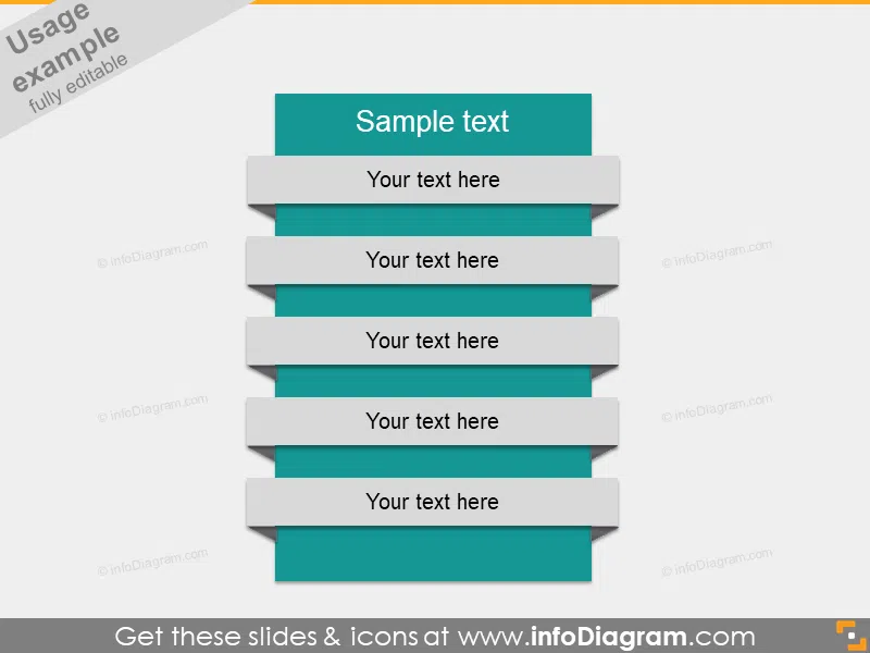 Text List Items Ribbons PowerPoint placeholder