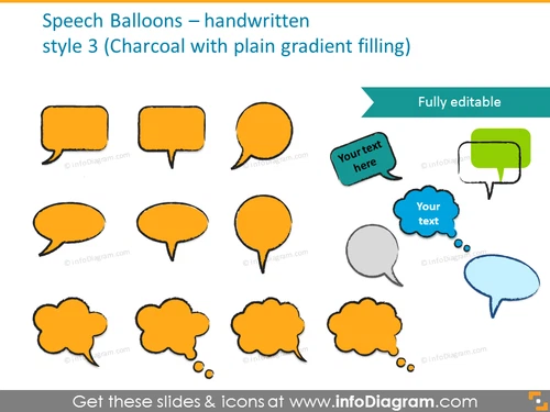  Charcoal speech balloons with plain gradient filling