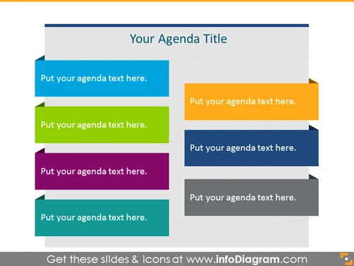 Flat Agenda List in color for 7 items