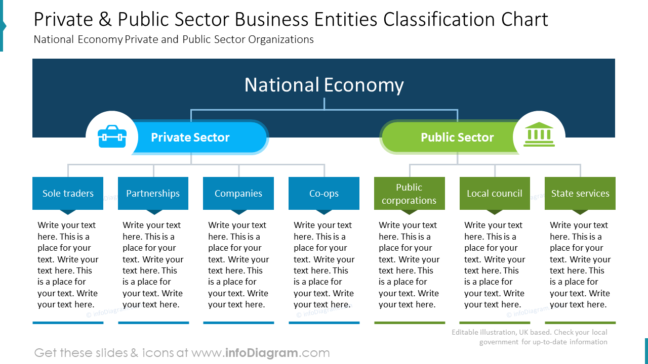Private and public sector business entities classification chart