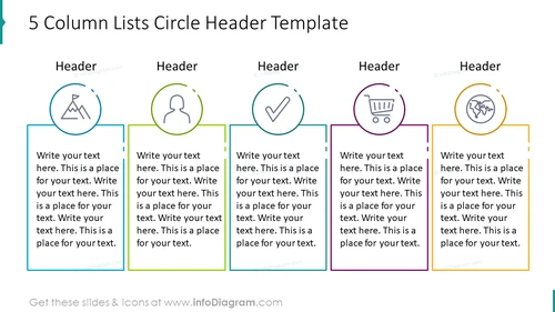 Five Column List Circle Header Template