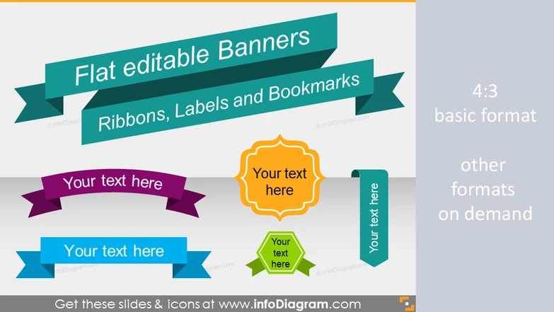 Flat Banners Ribbon Metro Style Infographics Titles (PPT shapes)