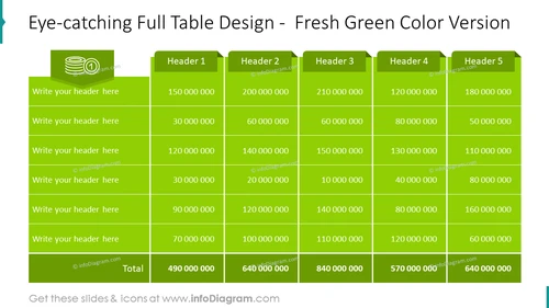 Eye-catching Full Table Design -  Fresh Green Color Version