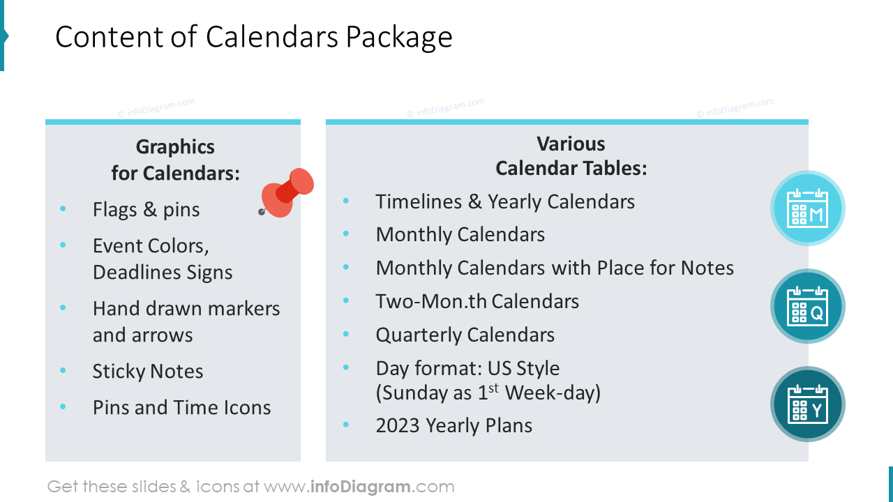 US Calendars Package Content