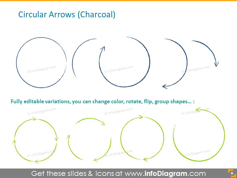 sketch charcoal arrows oneway twoway wide ppt icon