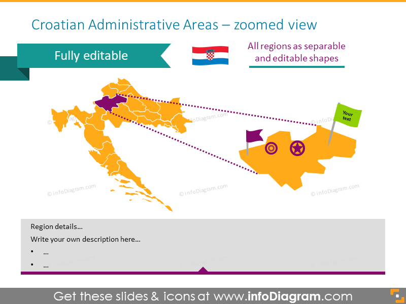 Croatian Administrative Areas zoomed map