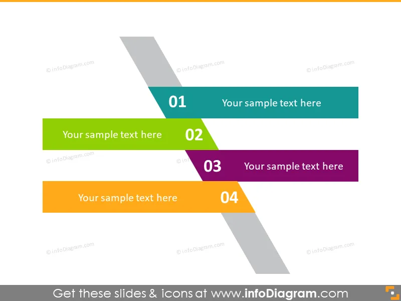 diagonal list numbered items powerpoint infographics temp