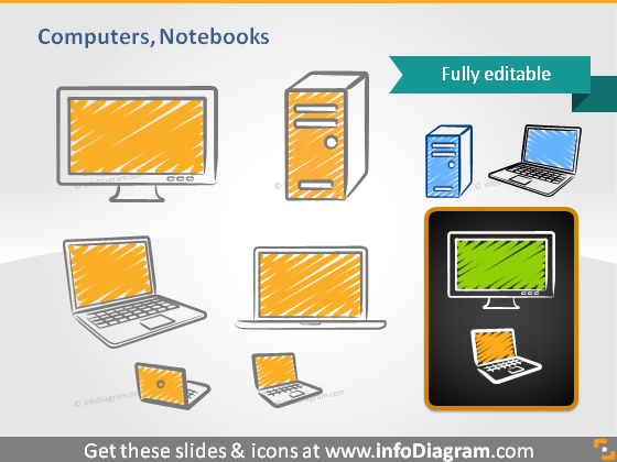 Notebook Computer monitor desktop PC sketch powerpoint