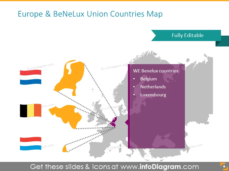 Europe Benelux countries map