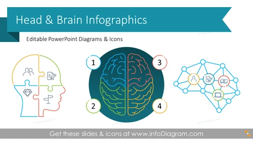 Creative Brain and Head Outline Infographics (PPT Template)