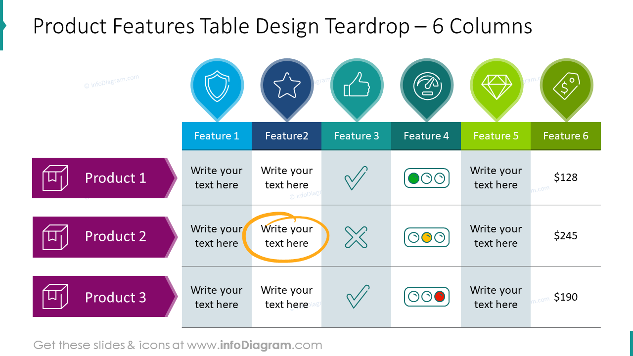 Striped Table Smart Art for PowerPoint with Highlighter