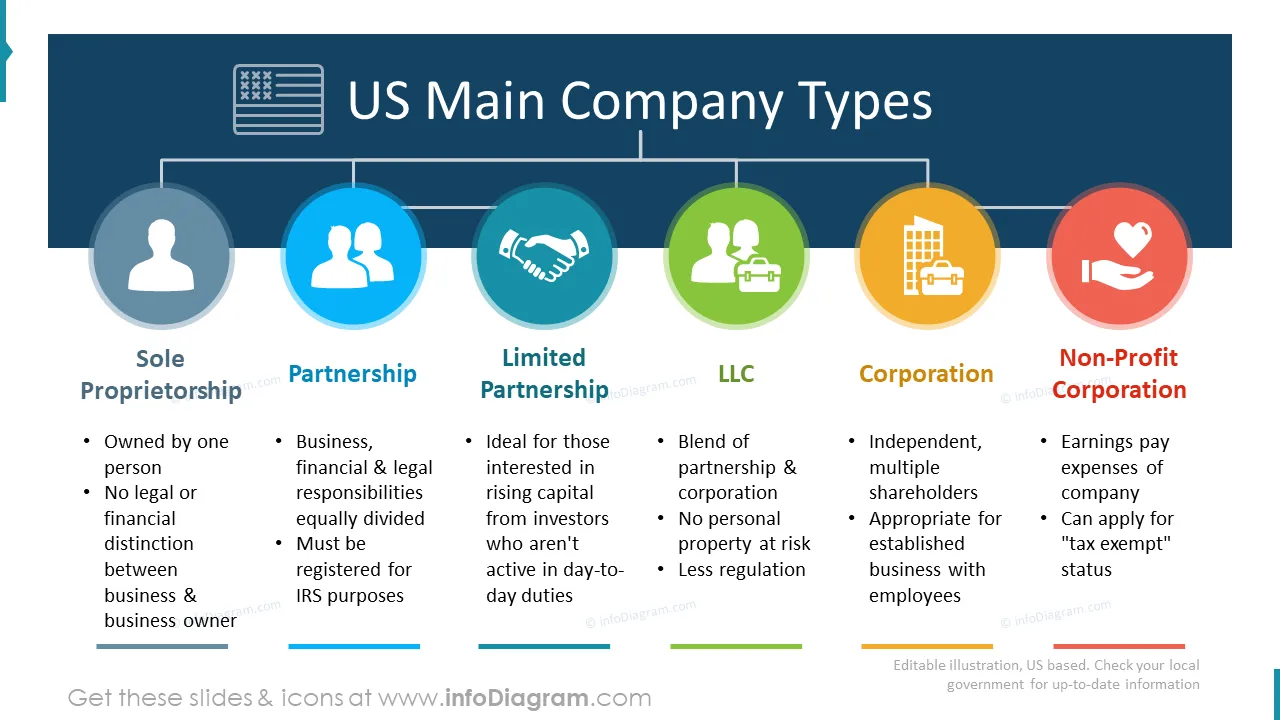 USA main company types flowchart