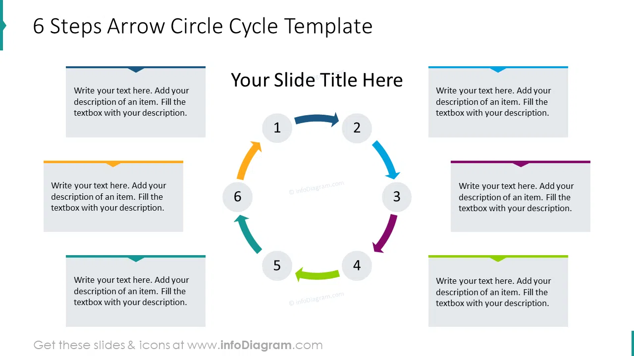 6 steps arrow circle cycle template