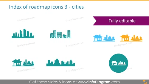 Index of roadmap icons 3 - cities