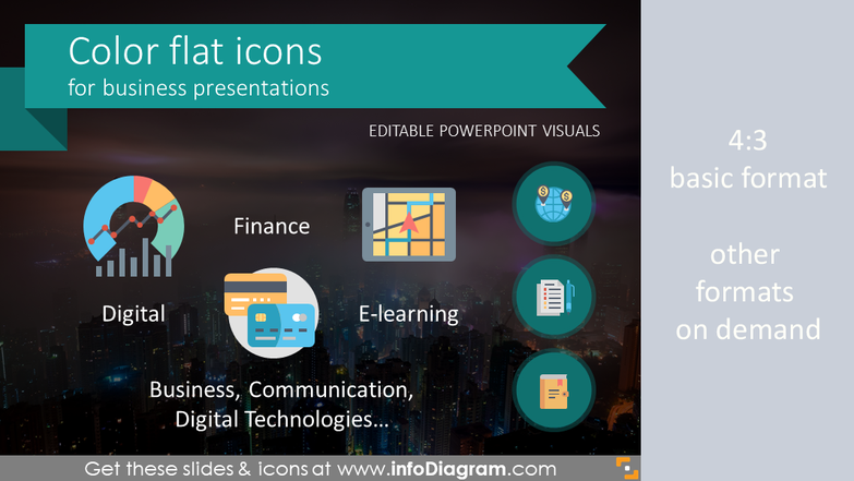 Flat Multicolor Icons for Business Infographics (PPT vector symbols)