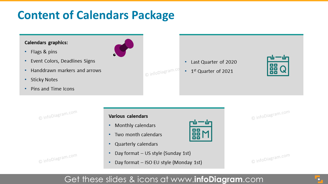 Content template of calendars package