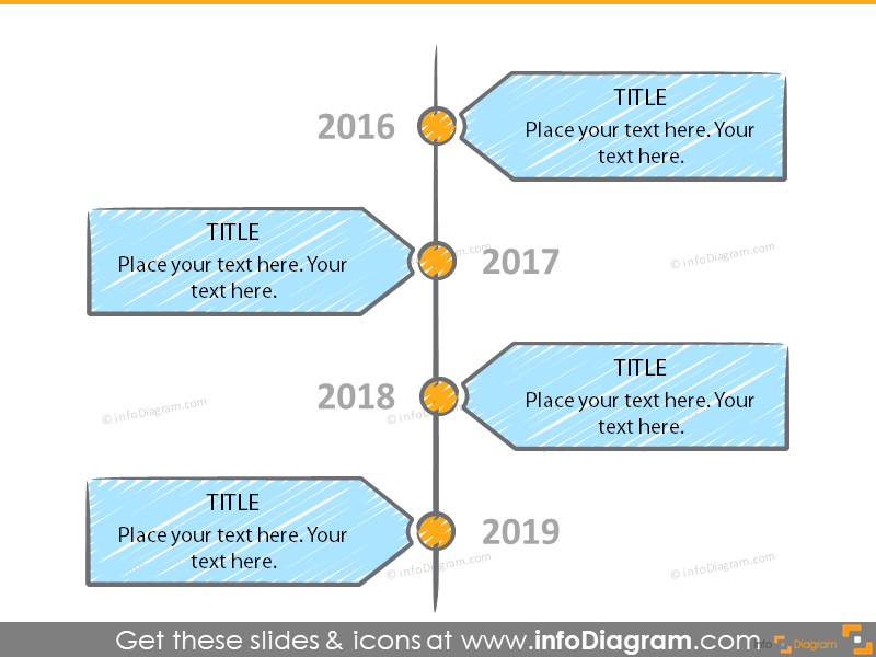 Example of the timeline template illustrated with  rectangles 