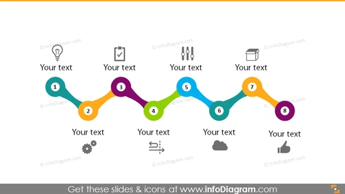 8 steps timeline roadmap flat chain infographics