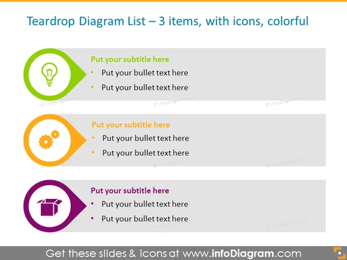 Colorful Teardrop Diagram List for 3 Items Template