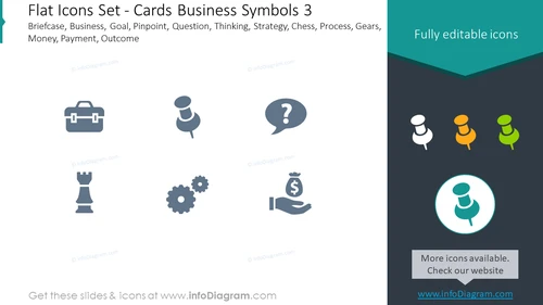 Flat icons set: cards, business symbols, Briefcase, business