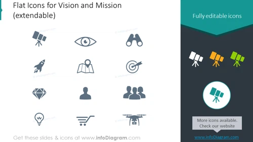 Flat mission and vision symbols