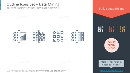 Outline Icons Set – Data MiningData mining, Segmentation, Unsegmented Data, Data Transformation