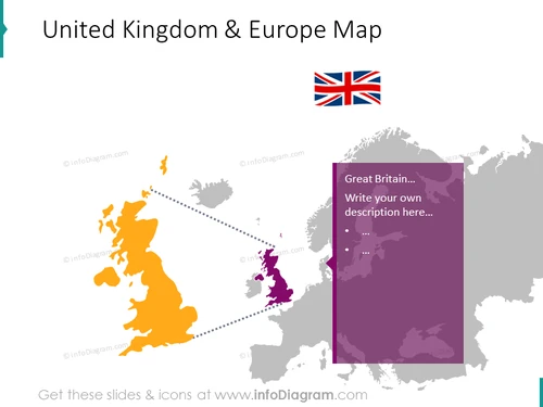 United Kingdom and Europe Map with text placeholder