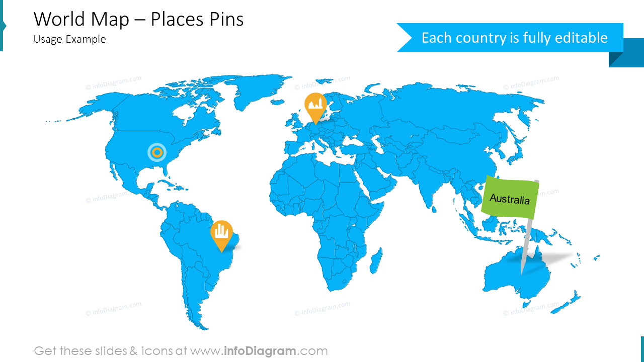 world map place pin icon powerpoint clipart