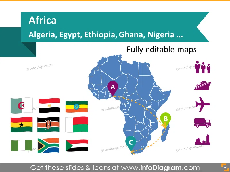 Map Africa countries powerpoint Algeria Egypt Ghana