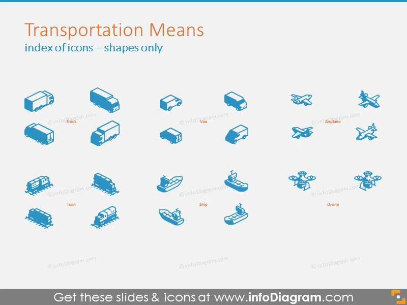 Transportation Means 3D shapes 