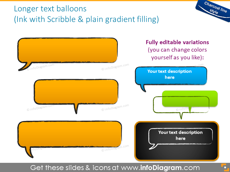 text balloons handdrawn charcoal sketch message powerpoint