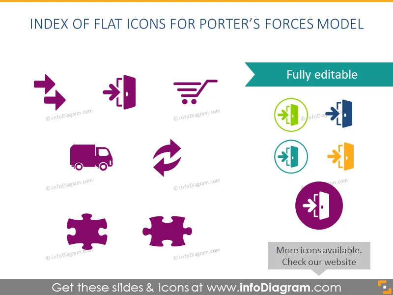 Flat Icons Porter Forces Marketing Diagram