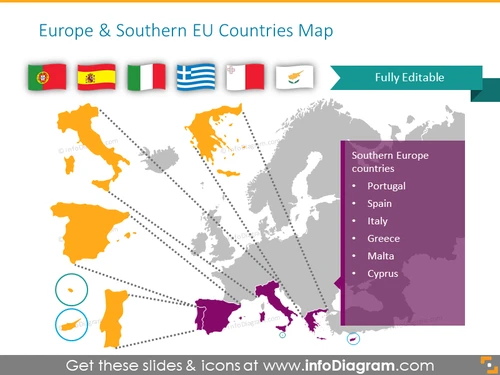 Southern EU Countries map