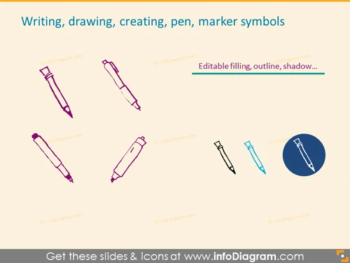 Writing, Drawing, Creating, Pen, Marker symbols